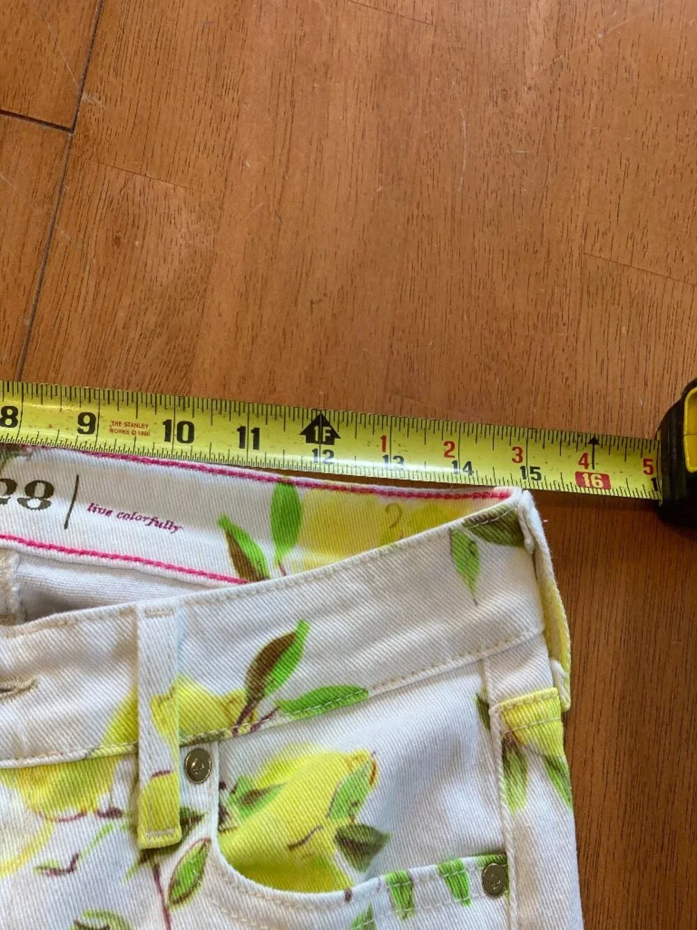 Kate Spade Broome Street Lemon Print Skinny Ankle Jeans Size 28 White Yellow